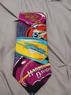 5 For $25! Harley Davidson Vtg Silk Tie by RM Style 58" x 3.5" Multicolor  Print